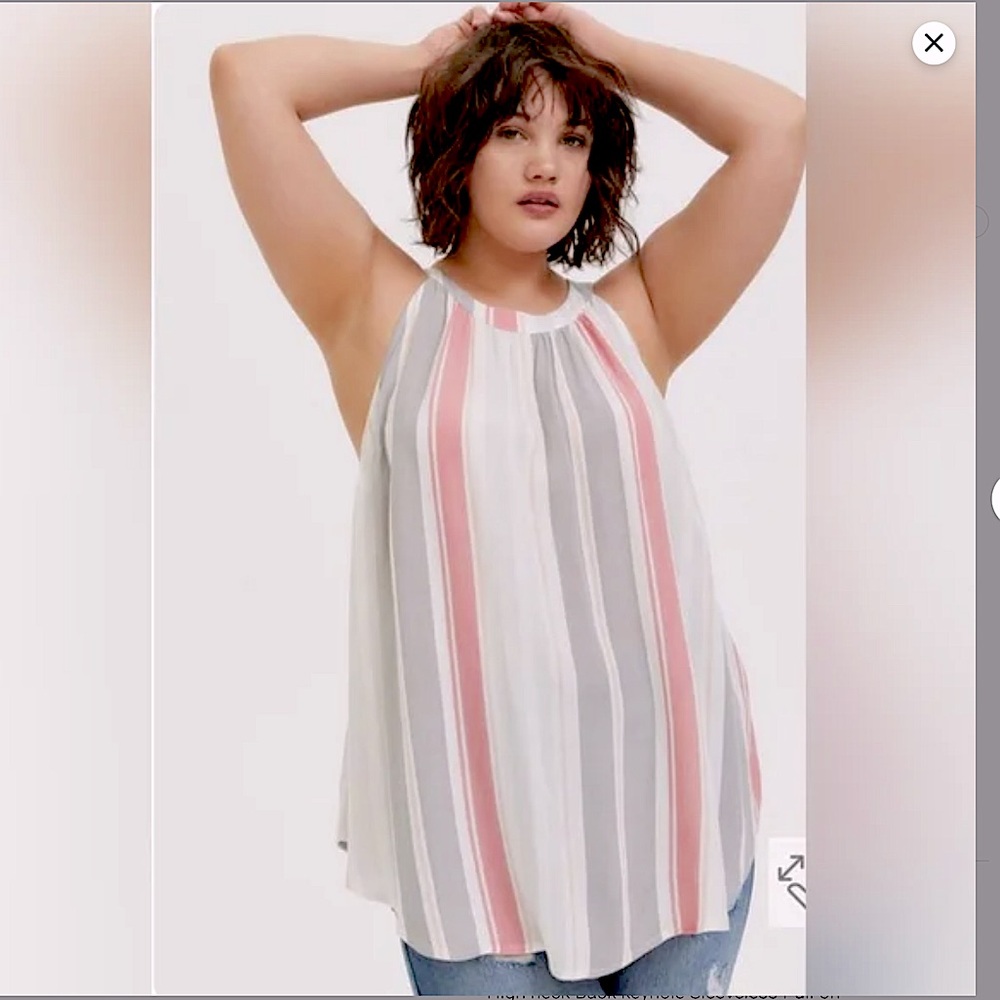 Torrid white grey pink peach stripe gauze racerback tank top size 2X
